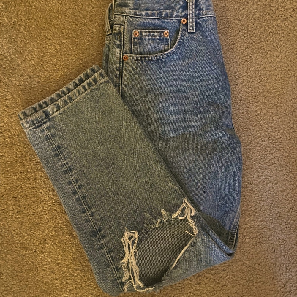 Topshop straight ripped jeans